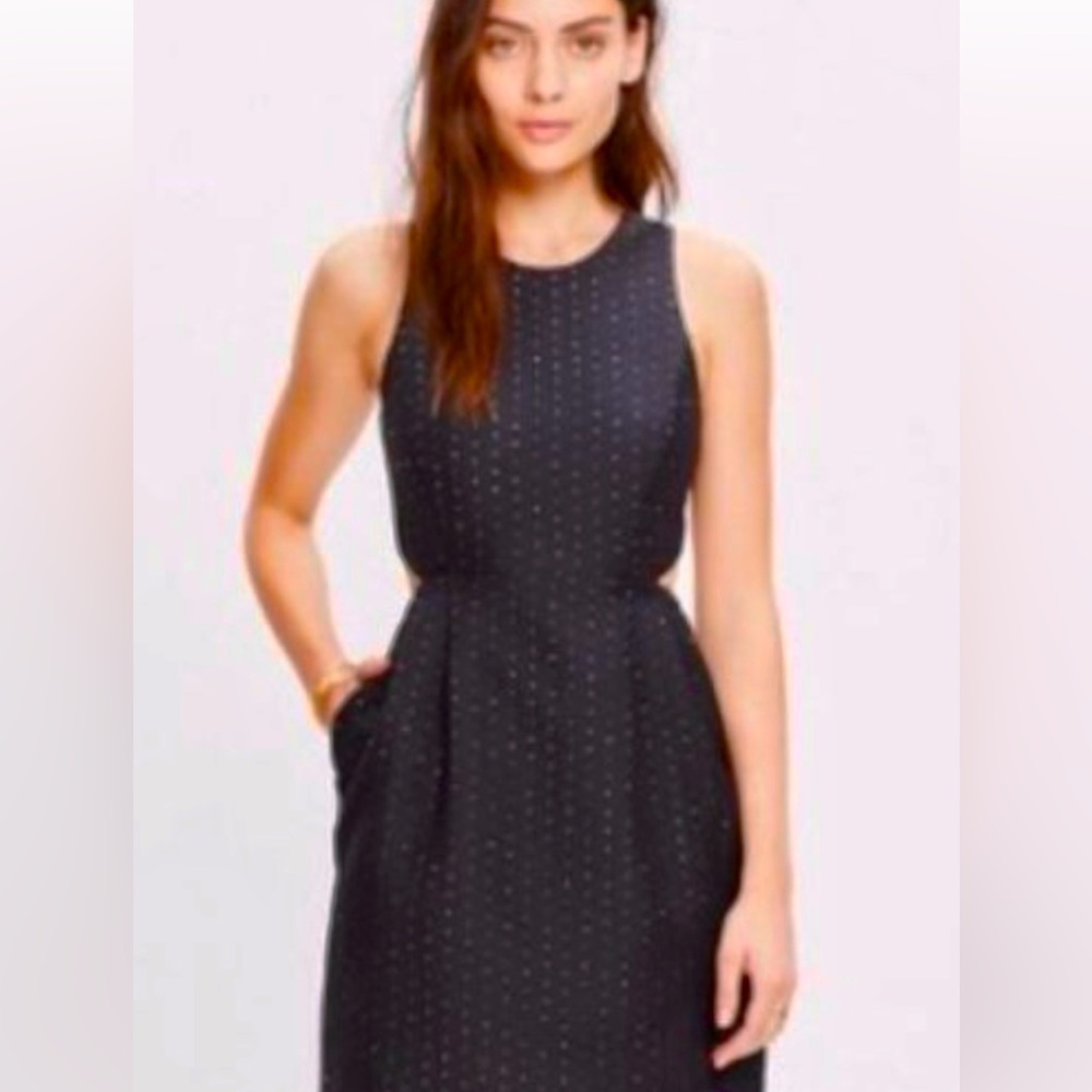 Madewell Nightfall Jacquard Metallic Gold Dot Cutout Dress Size